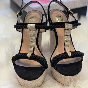 EXE Rosa Pave Cord Platform Wedge Sandal